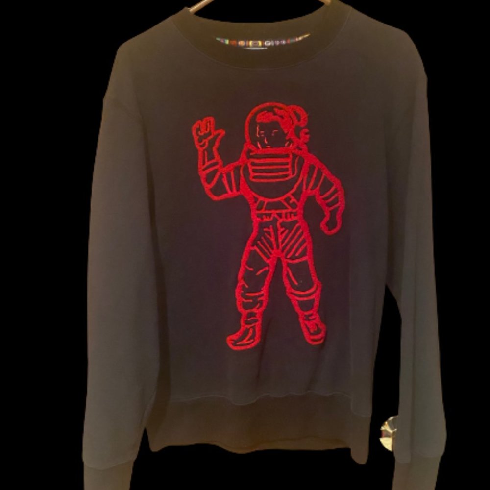 Billionaire Boys Club Black Crewneck Sweater (Red Astronaut Embroidered)